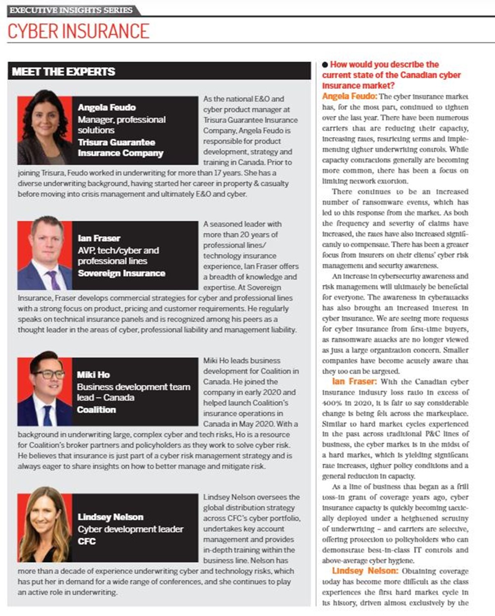 Screenshot of an article in Insurance Business Canada magazine